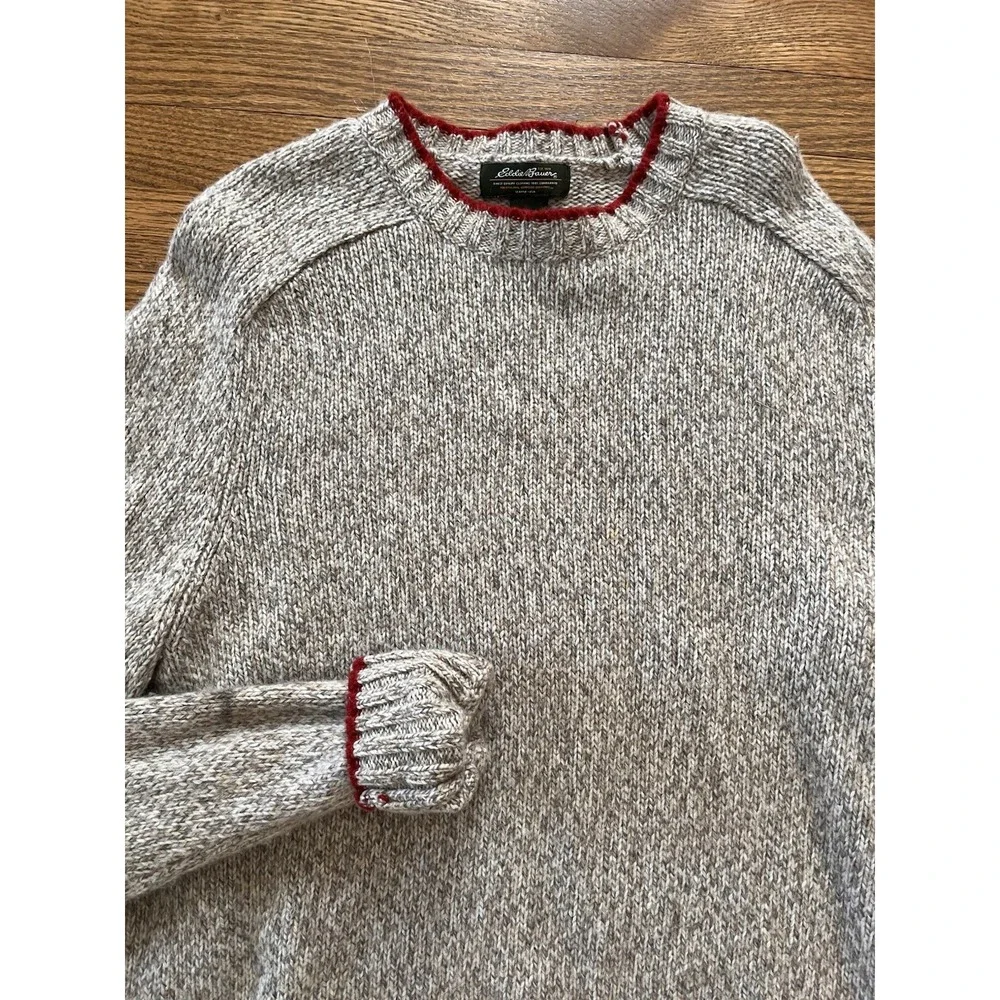 Eddie Bauer Ragg Wool Sweater Mens XL Tall Crewneck Pullover Chunky Knit Comfy - Picture 2 of 7